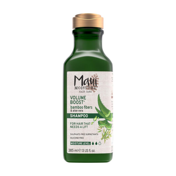 Maui Moisture Volume Boost + Bamboo Fibers & Aloe Vera Shampoo, with Castor & Neem Oils, for Hair That Needs a Lift, Strengthens & Revitalizes, Sulfate & Silicone Free, Vegan, 385ml